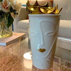 Starbucks Gold Crown Ceramic Travel Mug Tumbler